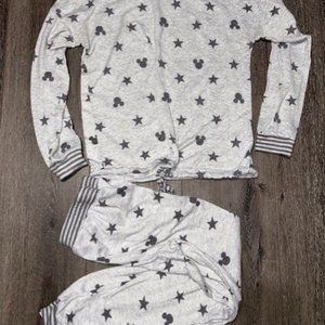Disney Mickey Mouse 2 piece L/S Shirt and Pants PJ Set Size S Small Gray